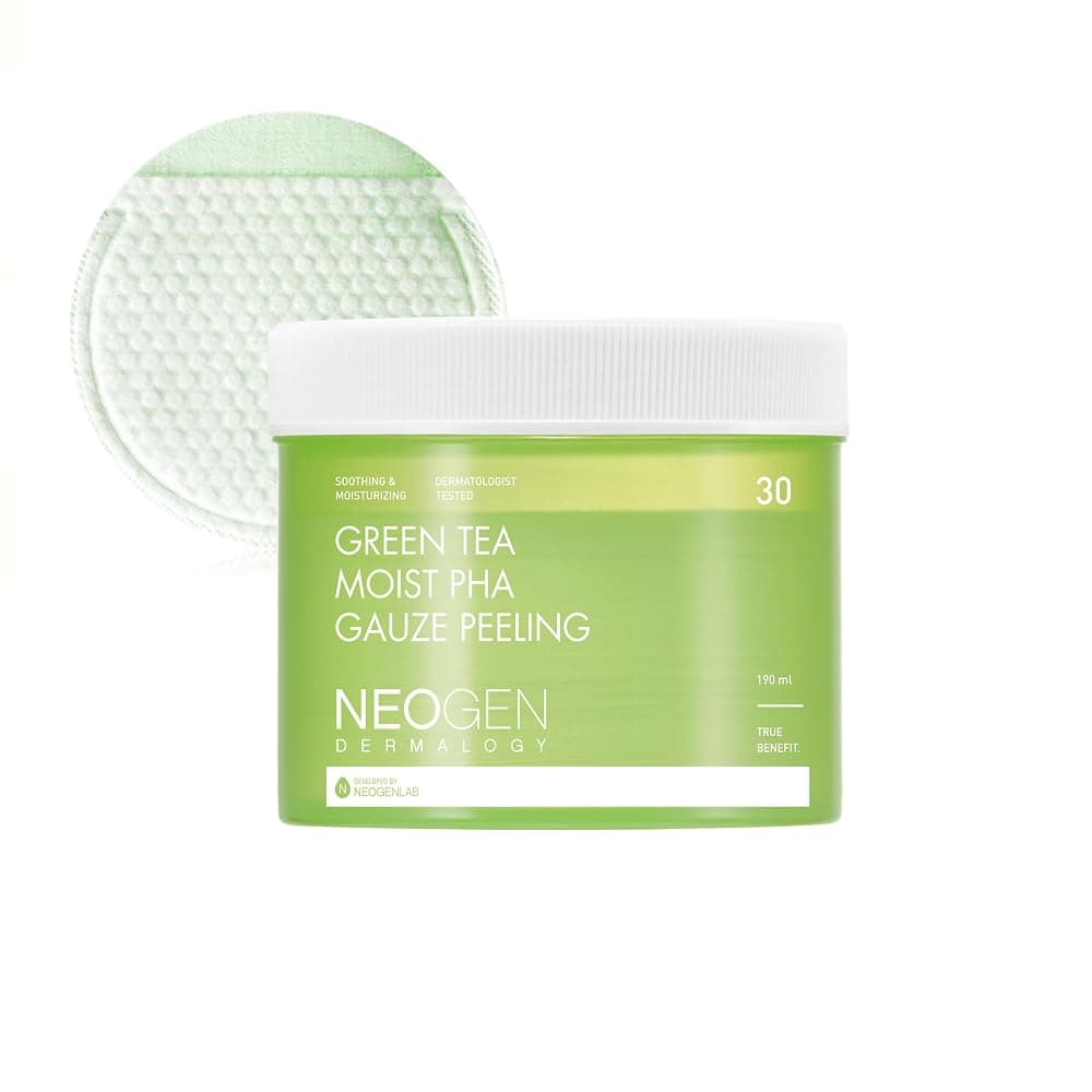 Neogen green tea cleansing wipes tub with visible tea leaves
